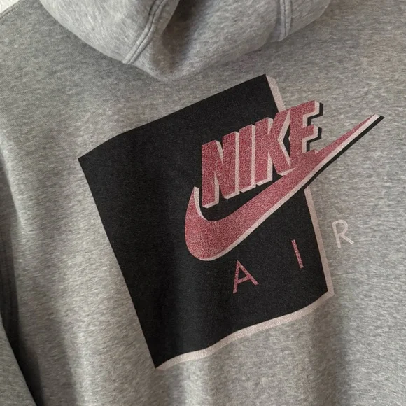NIKE Air Jordan Hoodie XL Gray Center Swoosh Y2K Retro Streetwear Vintage Skater - Picture 3 of 12